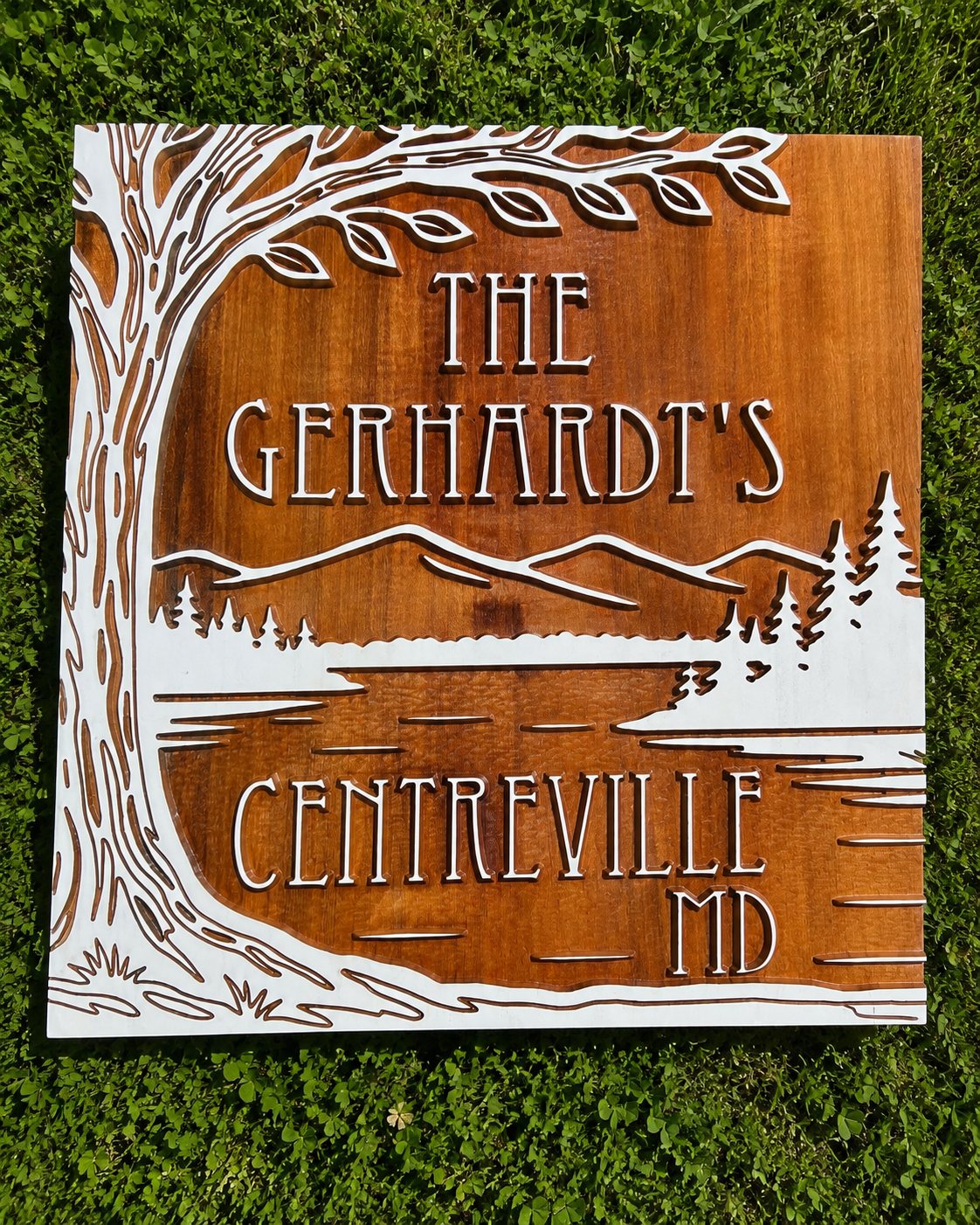 The Gerhardt's — carved family name sign
