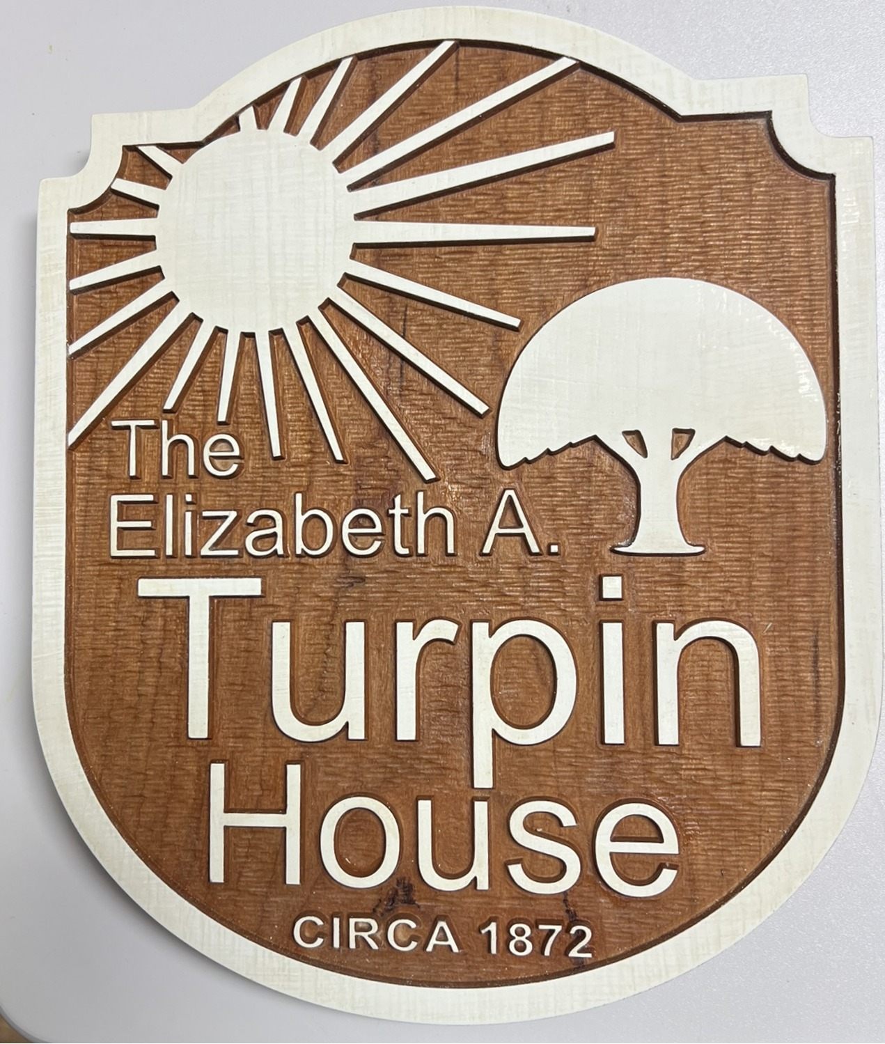 House sign in sapele
